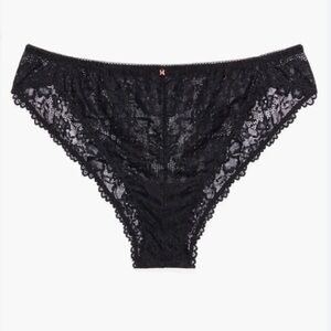 Savage X Fenty Floral Lace High-Leg Brazilian Size 2X Black Caviar